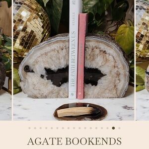Natural Agate Bookends - Brown and White